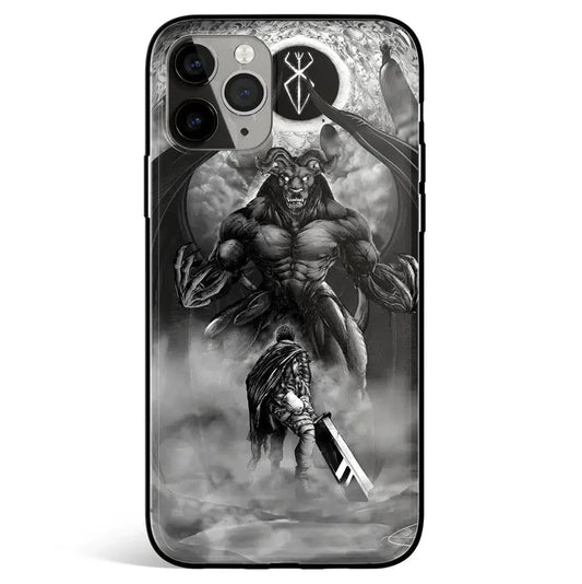 Berserk Guts vs Zodd Tempered Glass Soft Silicone iPhone Case