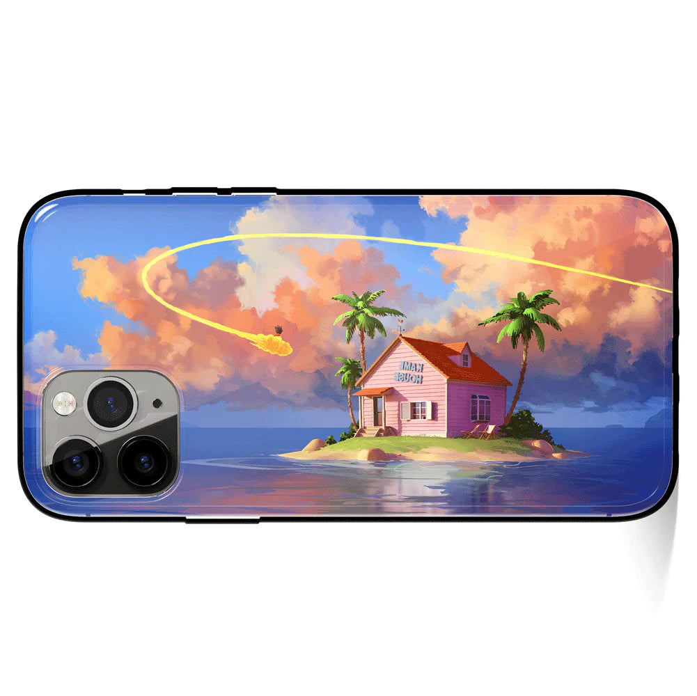 Dragon Ball Kame House Horizontal Version Tempered Glass Soft Silicone iPhone Case
