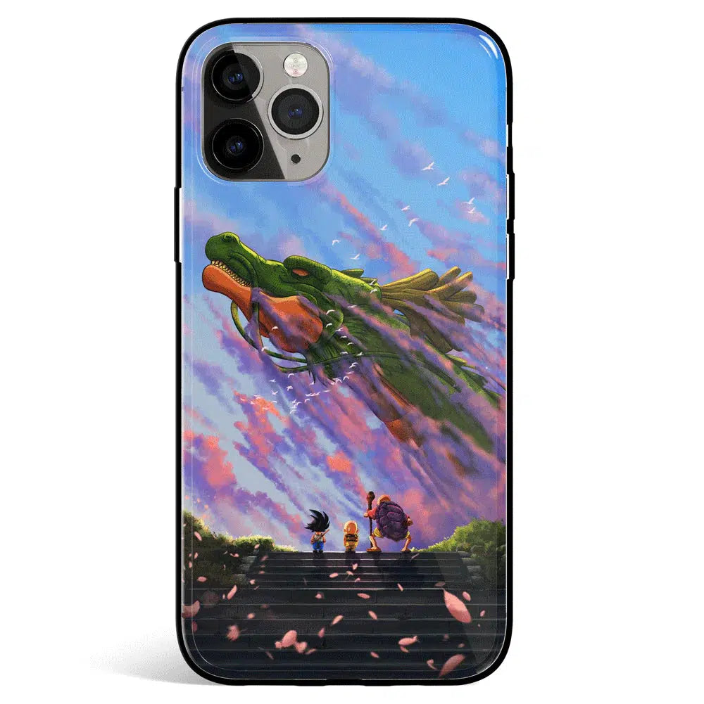 Dragon Ball Dream of Shenron Tempered Glass Soft Silicone iPhone Case