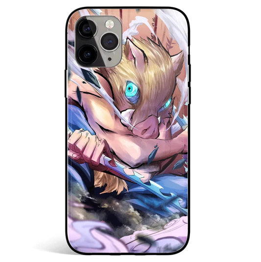 Demon Slayer Inosuke Beast Breathing Tempered Glass Soft Silicone iPhone Case
