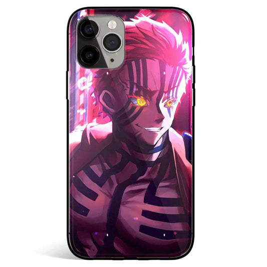 Demon Slayer Akaza Tempered Glass Soft Silicone iPhone Case