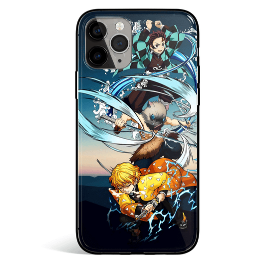 Demon Slayer Team 2 Tempered Glass Soft Silicone iPhone Case