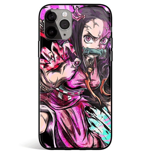 Demon Slayer Street Style Nezuko Tempered Glass Soft Silicone iPhone Case
