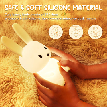 Cute Bunny Silicone Portable Night Light Touch to Control