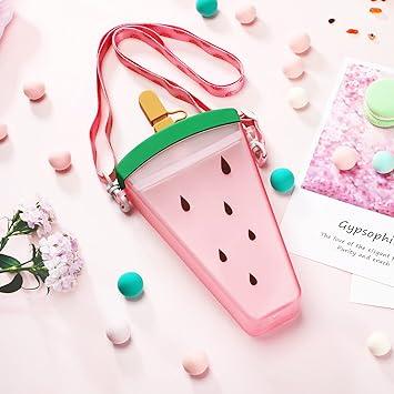 Kawaii Watermelon Ice Cream Sippers with Strap and Stickers