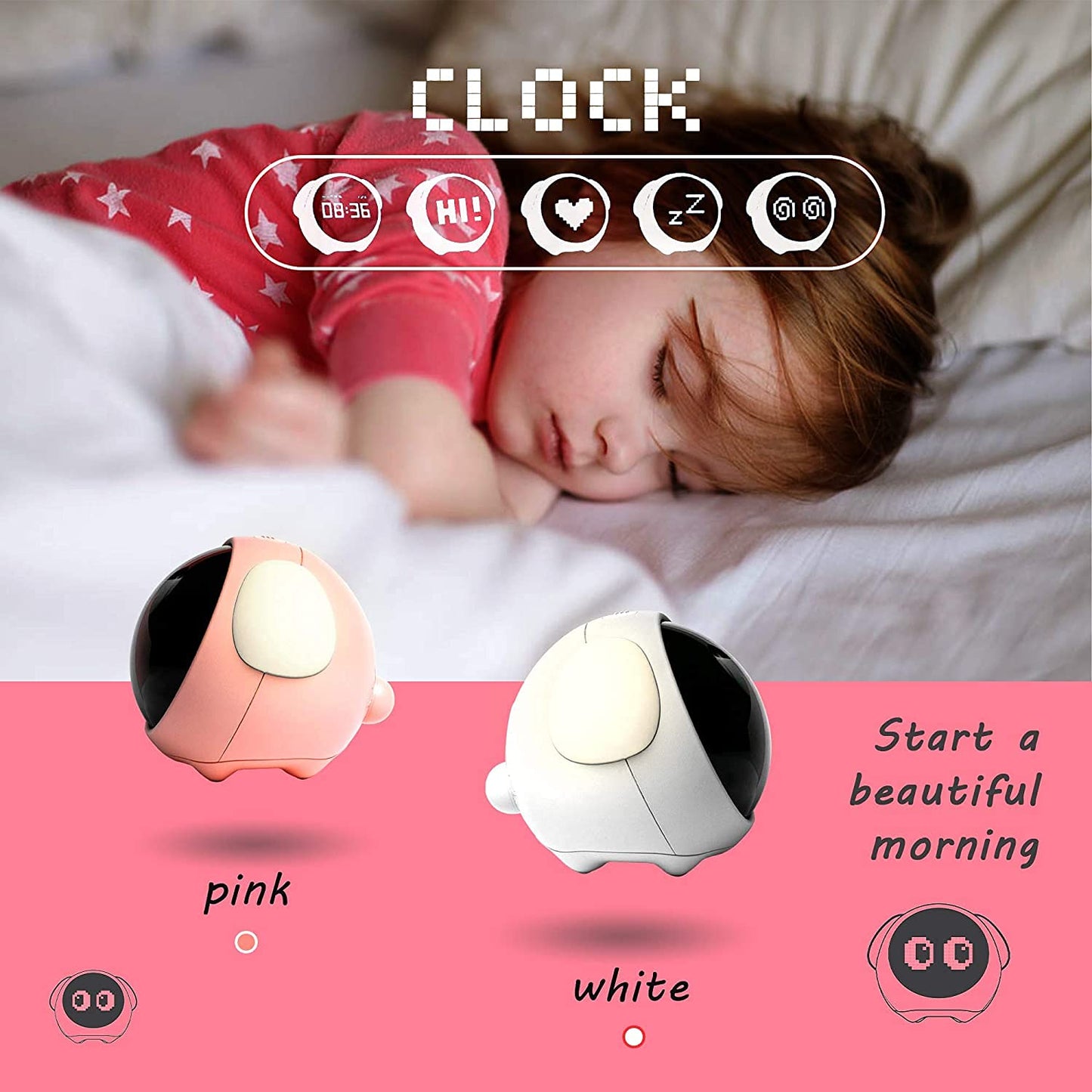 Emoji Alarm Clock Night Light Lamp Dual Alarm Setting Digital Clock