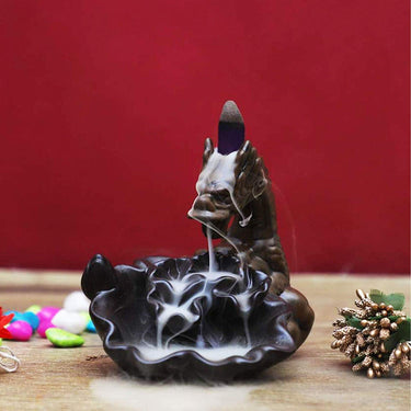 Dragon Incense Cones Burner Holder Ceramic Backflow