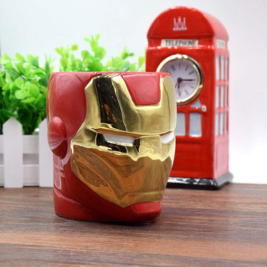 3D Ceramic Coffee Mug, Iron Man Coffee Mug (Red & Silver, 500 ml)