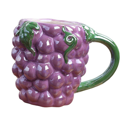 Grapes Ceramic Fruit Shape Glazed Ceramic Coffee Mug  (450 ml)