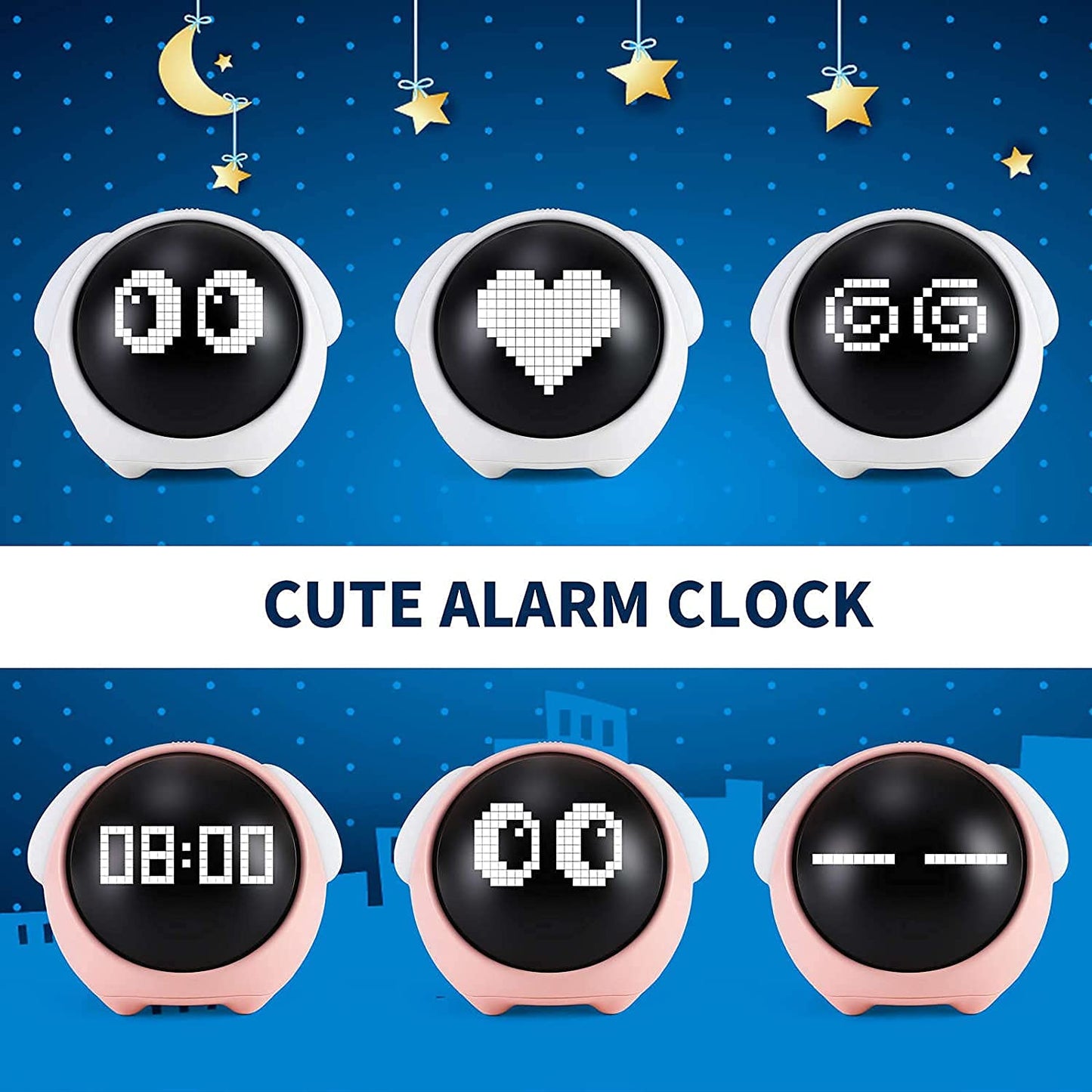 Emoji Alarm Clock Night Light Lamp Dual Alarm Setting Digital Clock