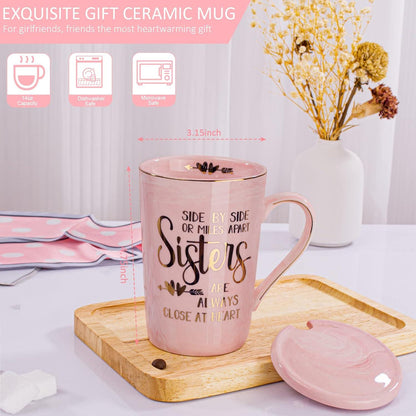 Gifts for Sisters, Her, Sister in Law Marble Ceramic Coffee Mug 14oz (Pink-Sister)