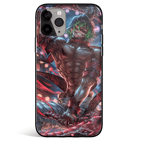 Demon Slayer Upper Rank 6 Gyutaro Tempered Glass Soft Silicone iPhone Case
