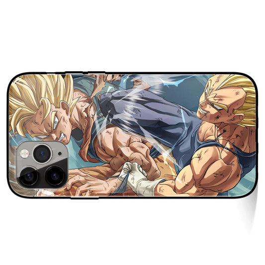 Dragon Ball Vegeta vs Goku Tempered Glass Soft Silicone iPhone Case