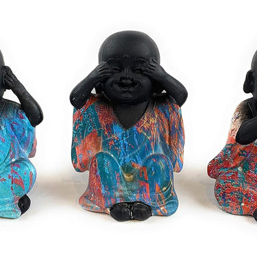 Polyresin Little Baby Monks Buddha (Standard, Black)