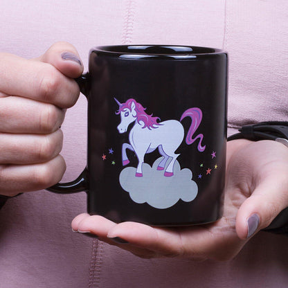 50 Fifty 10.5 x 10.5 x 10.5 cm Ceramic Unicorn Heat Color-Change Mug, Black