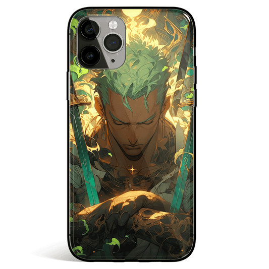 One Piece Zoro Taking a Nap Tempered Glass Soft Silicone iPhone Case