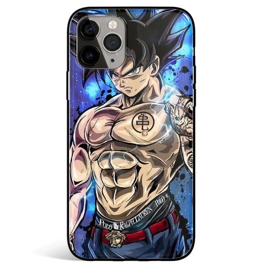 Fanart Stylish Goku Tempered Glass Soft Silicone iPhone Case