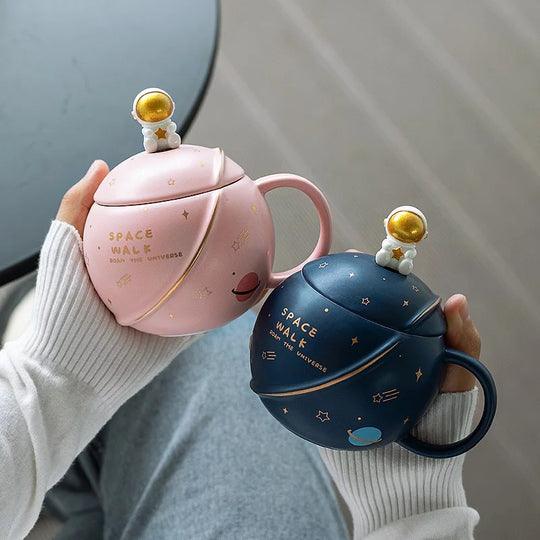 Astronaut Spacewalk Galaxy Mugs with Lid