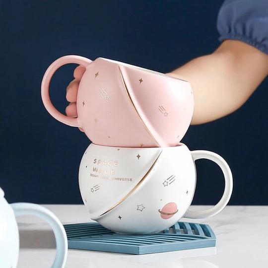 Astronaut Spacewalk Galaxy Mugs with Lid