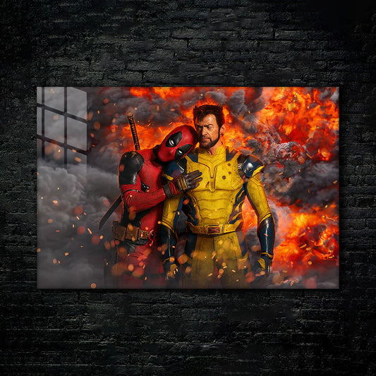 Deadpool & Wolverine Explosive Metal Poster – Action Duo Wall Art