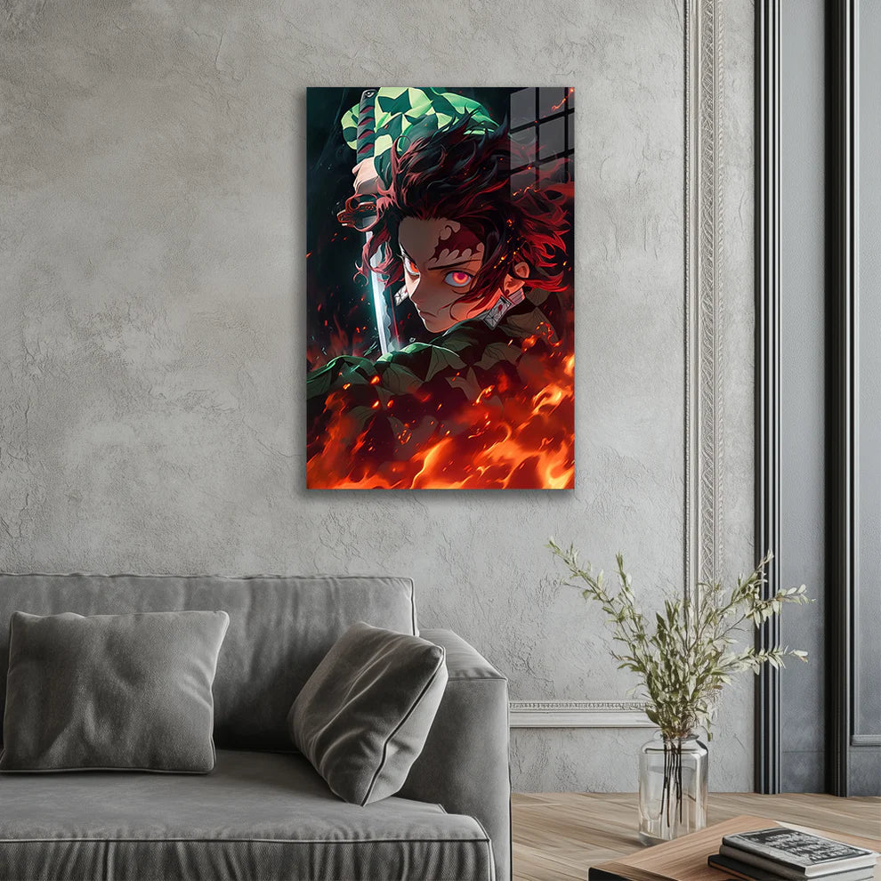 Tanjiro Kamado – Flame of Resolve Metal Print Poster