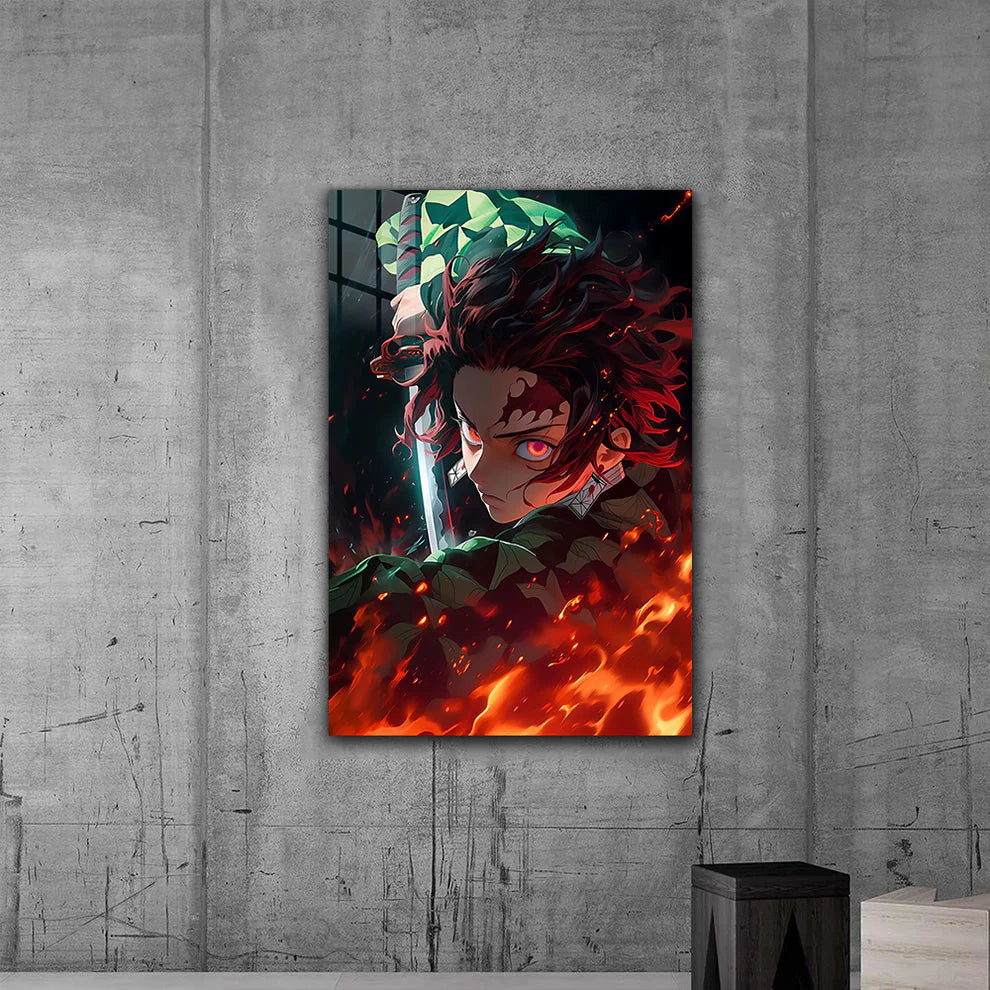 Tanjiro Kamado – Flame of Resolve Metal Print Poster