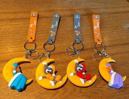 Tom and Jerry Moon Design 3D Keychain (12 Pieces in Packet)