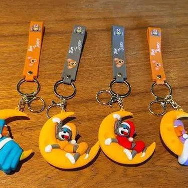 Tom and Jerry Moon Design 3D Keychain (12 Pieces in Packet)