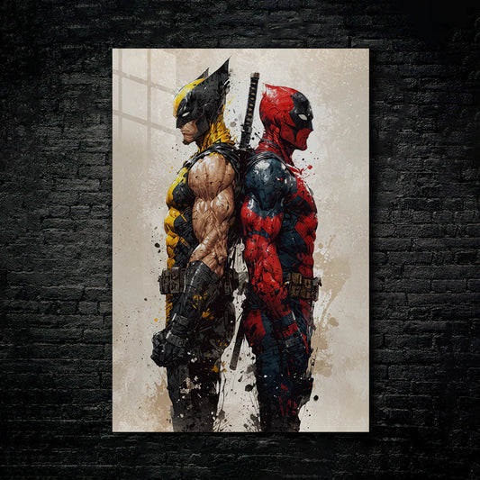 Wolverine & Deadpool: Back-to-Back Legends – Grunge Style Metal Print