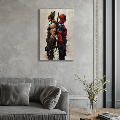 Wolverine & Deadpool: Back-to-Back Legends – Grunge Style Metal Print