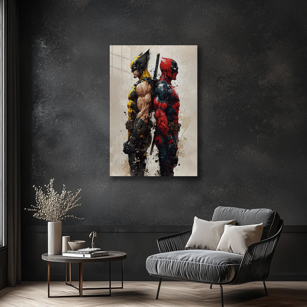 Wolverine & Deadpool: Back-to-Back Legends – Grunge Style Metal Print