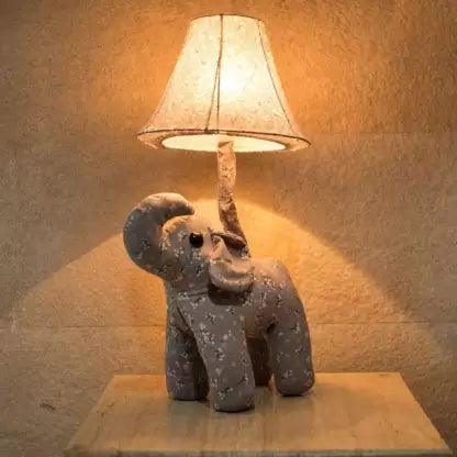 Elephant Table Lamp with Soft Toy for Living Room Table Lamp  (54 cm, Grey)