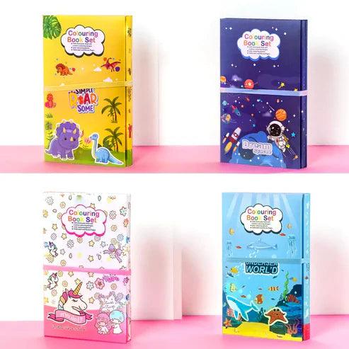 Premium 4-in-1 Coloring Gift Box for Cute School Kids - High-Quality Art Supplies Set