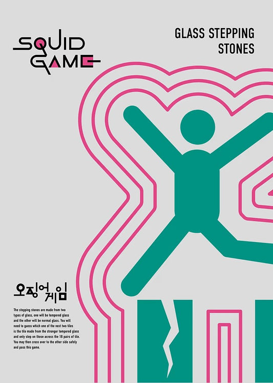 Glass Stepping Stones  - Squid Game Metal Poster