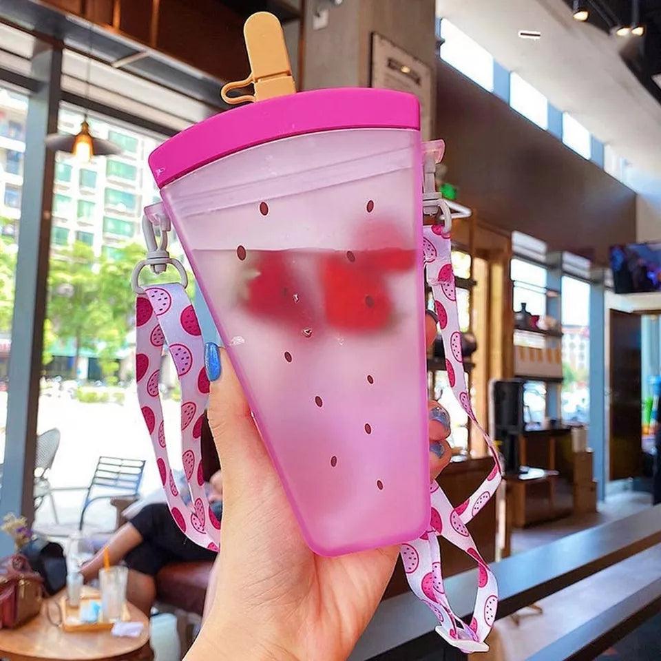 Kawaii Watermelon Ice Cream Sippers with Strap and Stickers