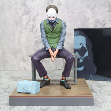 Joker Action Figure Sitting Pose Scene Statue Model Toy Halloween Gift (Size 25 cm)