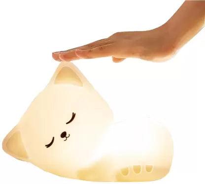 Sleeping Cat Night Light lamp for Kids Night Lamp  (10.8 cm, White)