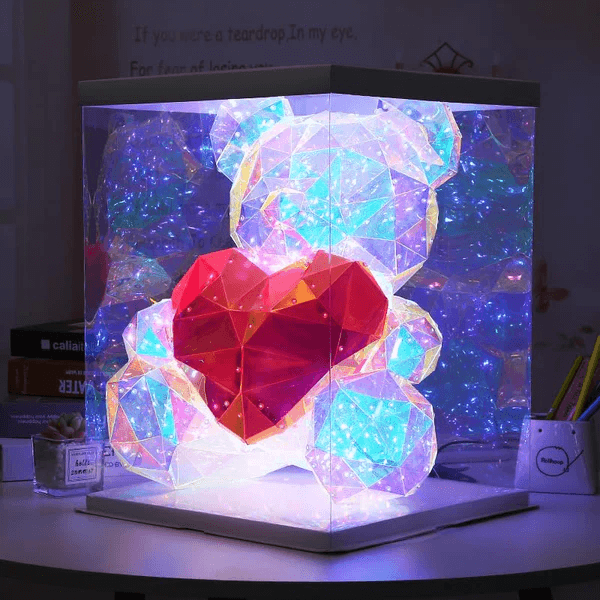 Gorgeous Shining Crystal LED Teddy Bear Holding a Red Heart