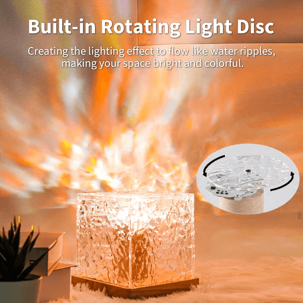 Dynamic Rotating Water Ripple Crystal Night Light