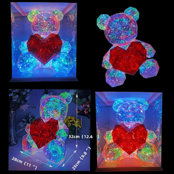 Gorgeous Shining Crystal LED Teddy Bear Holding a Red Heart