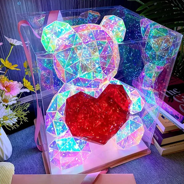 Gorgeous Shining Crystal LED Teddy Bear Holding a Red Heart