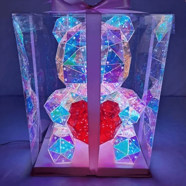 Gorgeous Shining Crystal LED Teddy Bear Holding a Red Heart